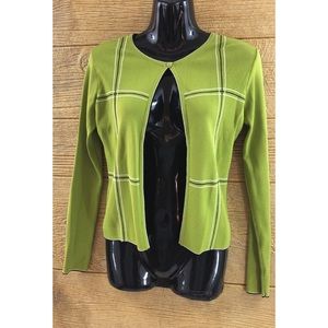 Finity Women's Sweater Small Green Black Dressy